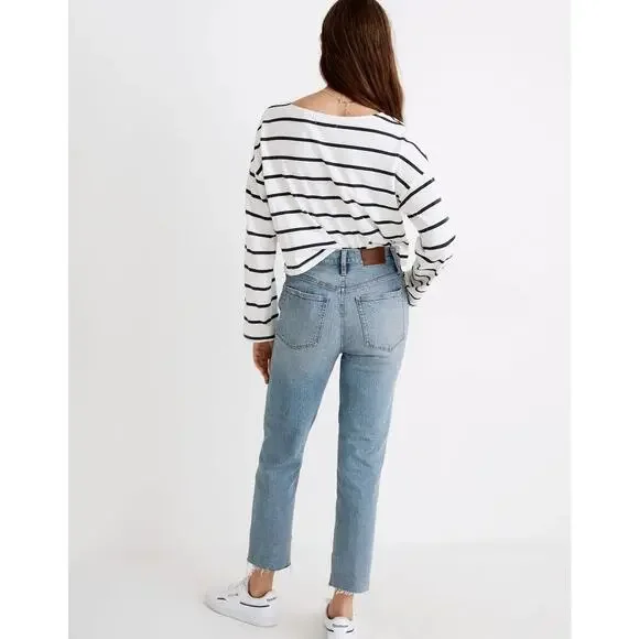 Madewell Perfect Vintage Jean in Ellicott Wash Sz 25 |High Rise Raw Hem Straight - Picture 3 of 15